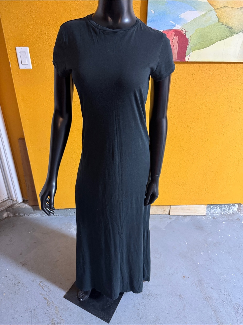 Pre-Owned Polo Ralph Lauren Black Short-Sleeve T-Shirt Maxi Dress (Sz M)